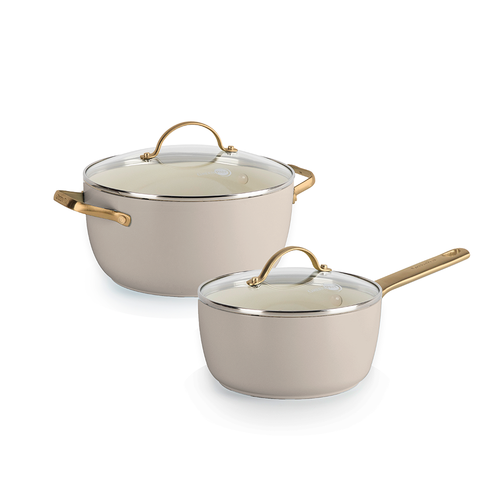 그린팬 파도바 냄비 필수 2종세트 세라믹 논스틱 코팅 인덕션 편수 18cm + 양수 20cm, 토우프브라운