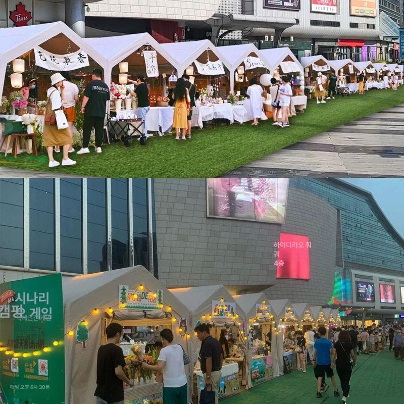 주차장 천막 야외텐트 방수 차량용 조립식 그늘막 둘레 주차 대형 차광막 비막이 임시차고 2mx2m 사면 천막 - 상세 이미지 4