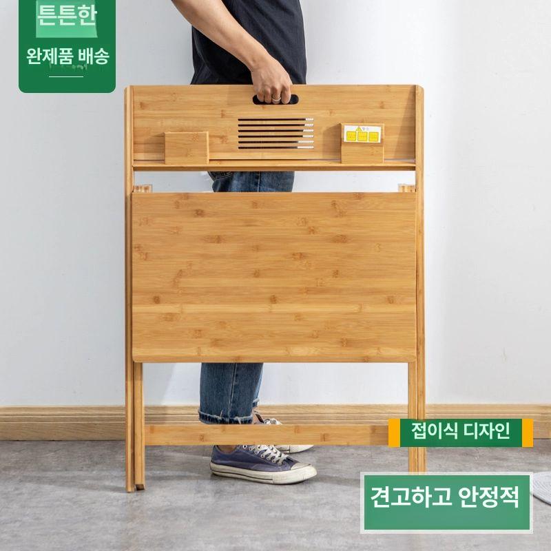 원목 접이식 폴딩 테이블 책상 공부 아이방 탁자 간이 다용도 우드 초등학생 경량 높이조절플립탑학습책상조립필요없음 - 상세 이미지 2