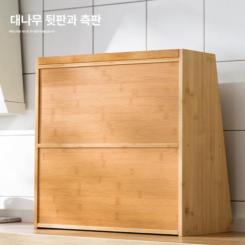 원목 식탁정리함 소품 식탁위 빵보관함 우드 화장대 티 컬러 2단 50cm - 상세 이미지 4