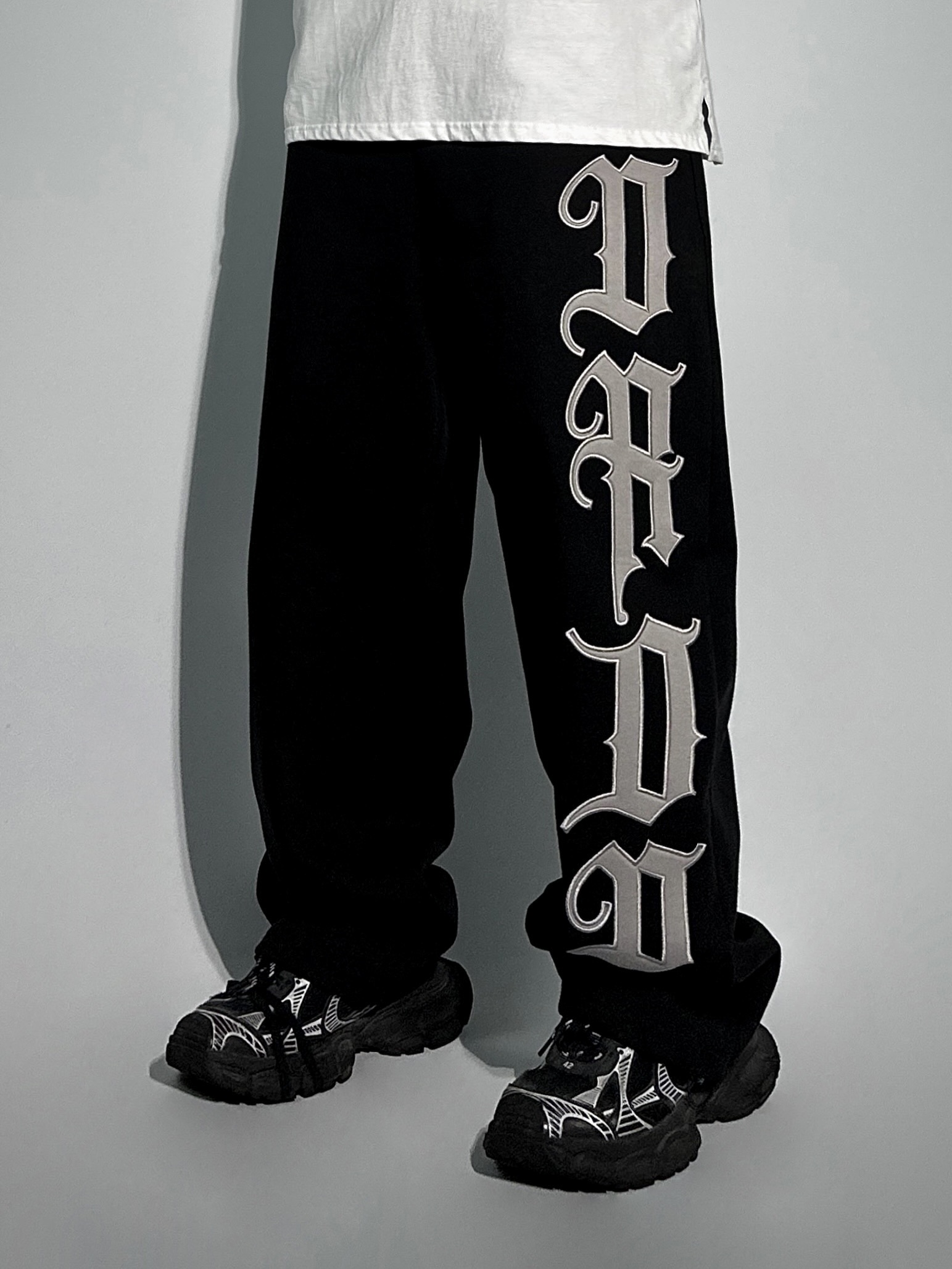 드롭 니들워크 스트링 팬츠 2COLOR 빅사이즈 바지 오버핏 에이오알닷 - 상품 이미지