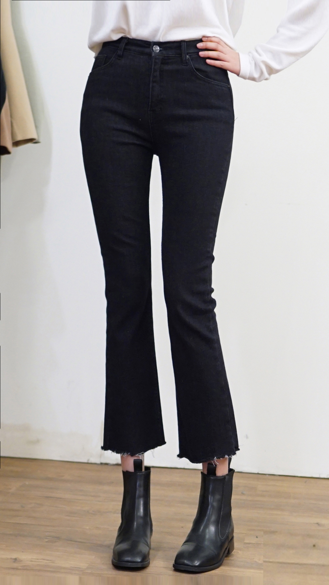 기모세미부츠컷 블랙 블루 컷팅진 이미지 2