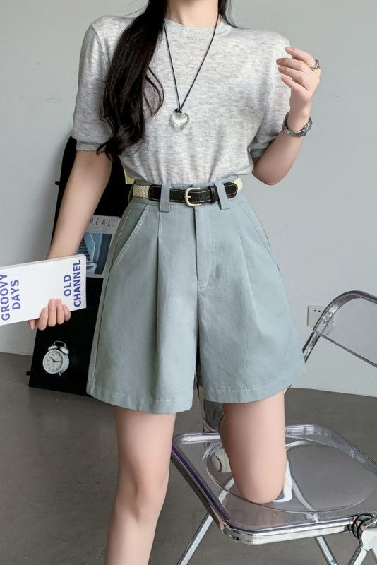 여성 루즈핏 5부 반바지 여름 캐주얼 A라인 디자인 벨트 포함 시원한 착용감 데일리 편안한 외출용 스타일리시한 팬츠 - 상세 이미지 5