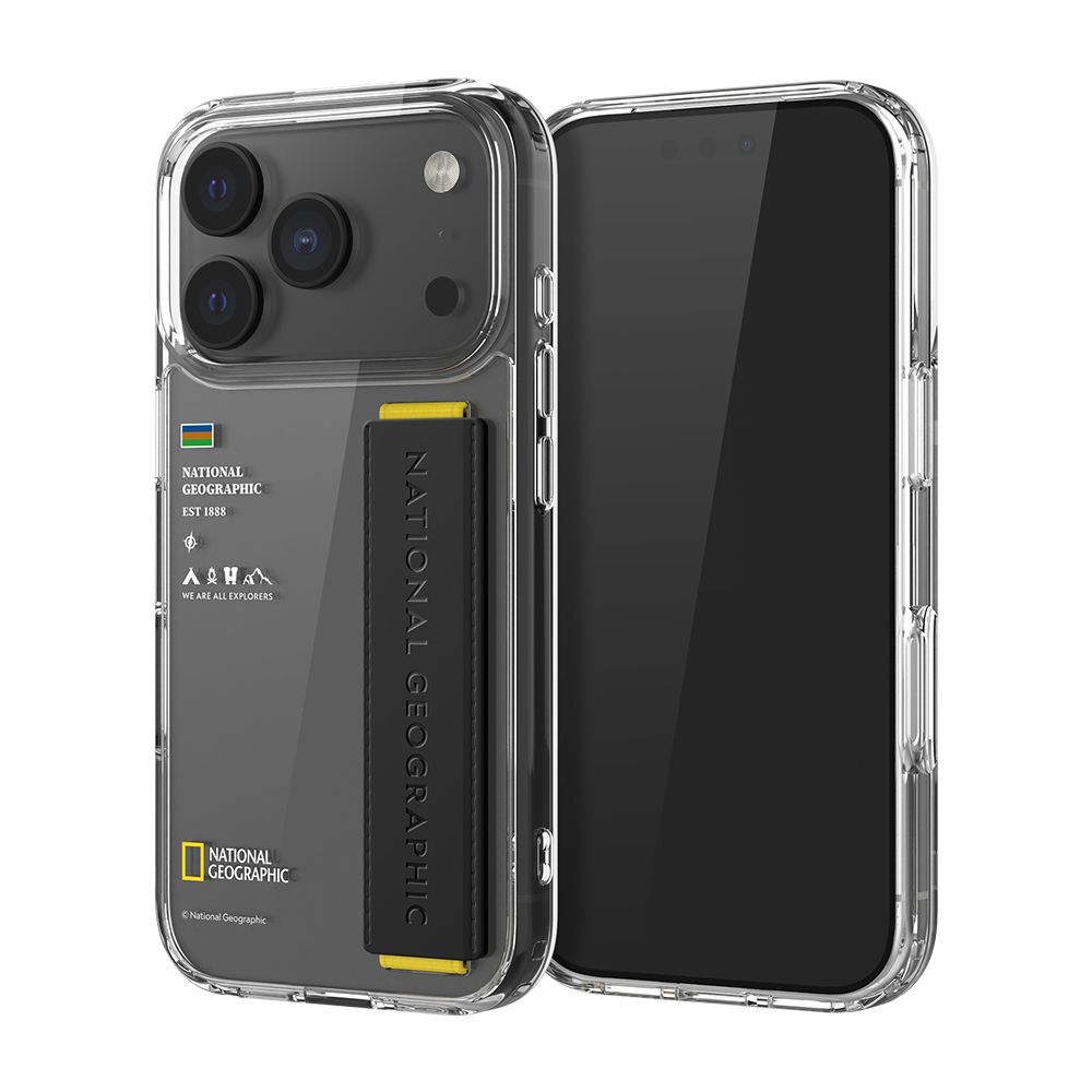 내셔널지오그래픽 스트랩 케이스 투명 블랙, 아이폰17 프로