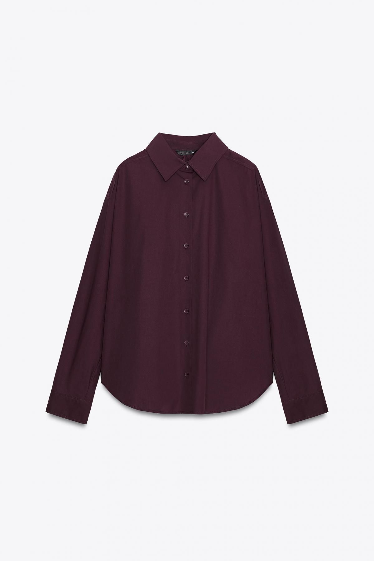 자라 오버사이즈 버건디 포플린 셔츠 8832/255 AUBERGINE - 메인 이미지