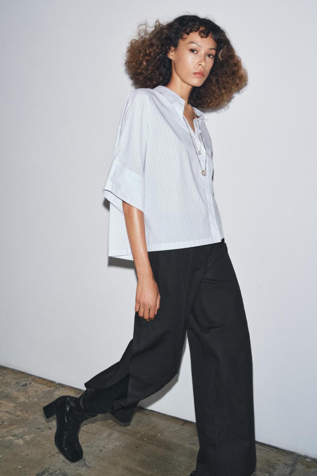자라 오버핏 스트라이프 포플린 반팔 셔츠 4786/157 STRIPED - 상세 이미지 3