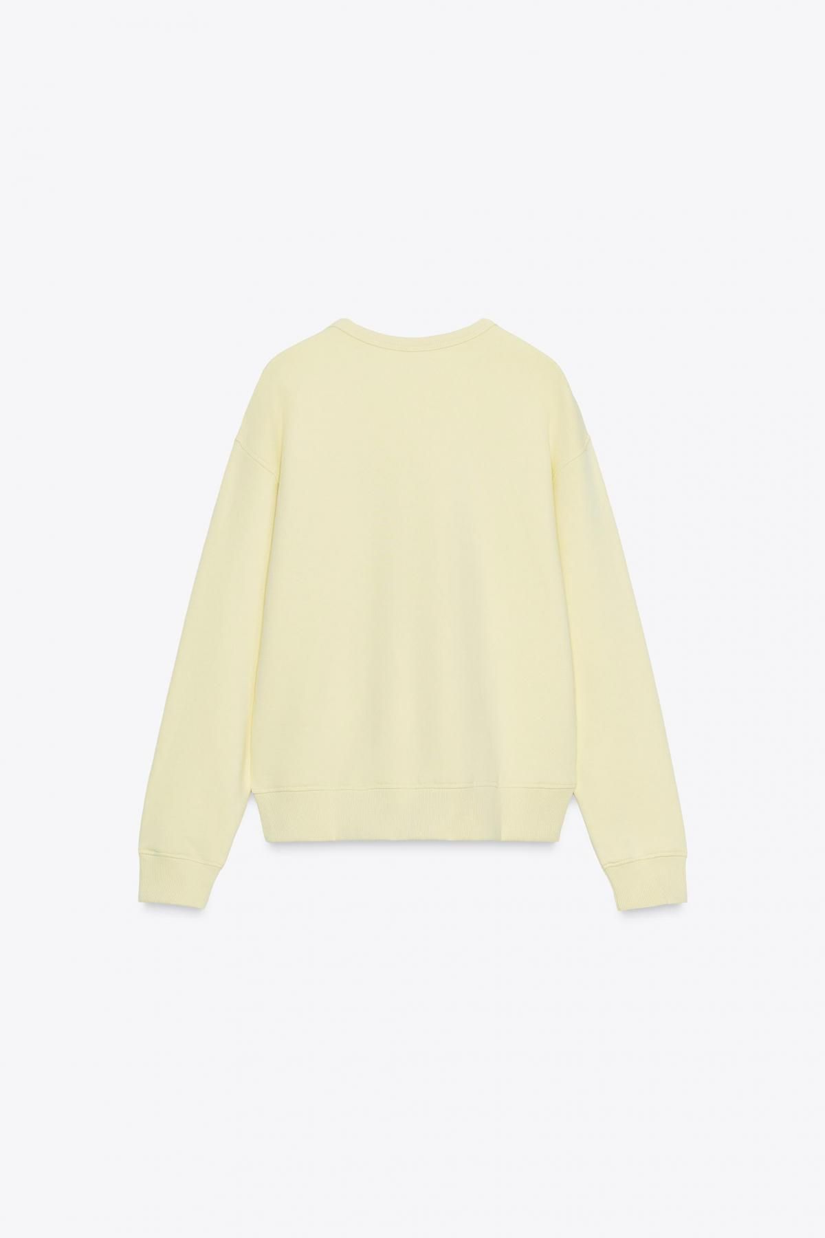 자라 오트밀 라운드넥 골지 스웨트셔츠 4174/672 LEMON YELLOW - 상세 이미지 2