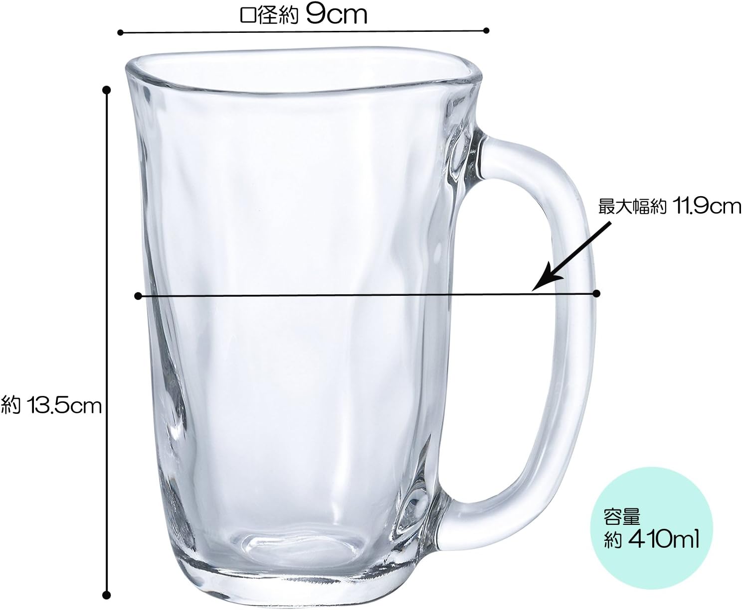 [아데리아] 테비네리 하이볼잔 | 맥주잔 아이스커피잔 410ml | 일본 유리컵 - 상세 이미지 4