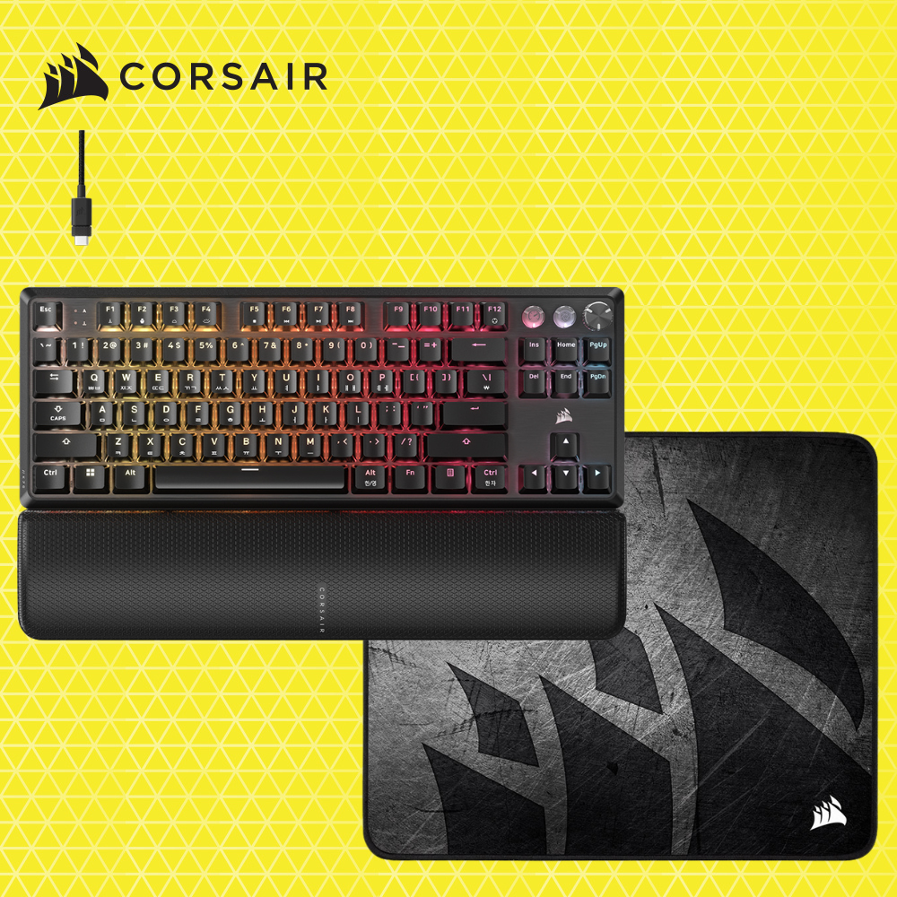 커세어 K70 MGX TKL 자석축 게이밍 기계식키보드 + MM300 PRO MEDIUM 게이밍 마우스패드 - 메인 이미지