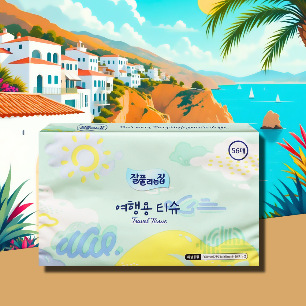 잘풀리는집 여행용티슈 56매 1개 차량용 미니 포켓 휴대용 티슈 휴지 - 메인 이미지