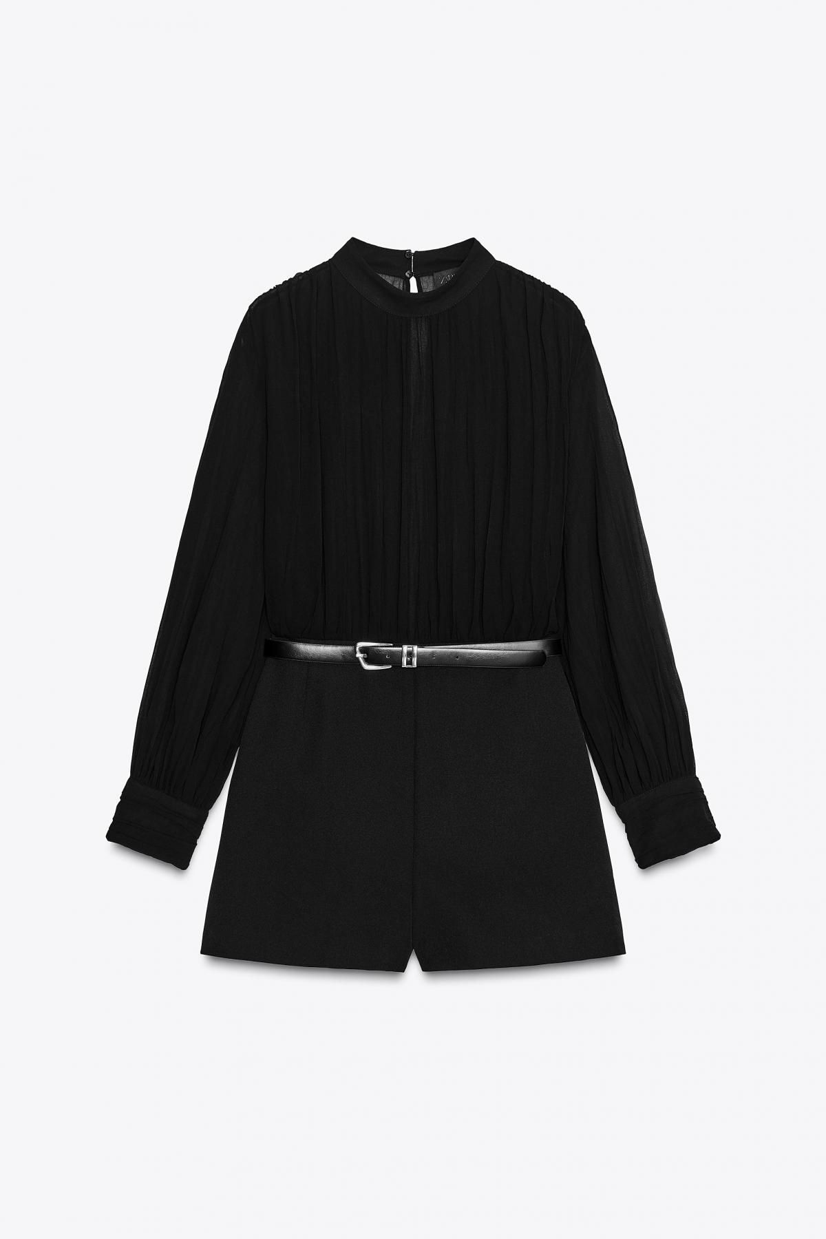 자라 하이넥 세미시스루 벨티드 점프수트 5029/191 BLACK - 메인 이미지