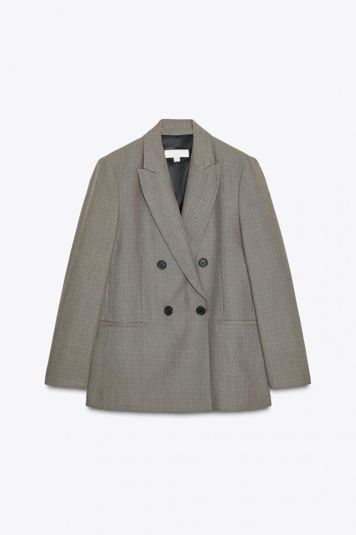 자라 테일러드 더블브레스트 숄더패드 블레이저 8738/506 SAND / BLACK - 상품 이미지