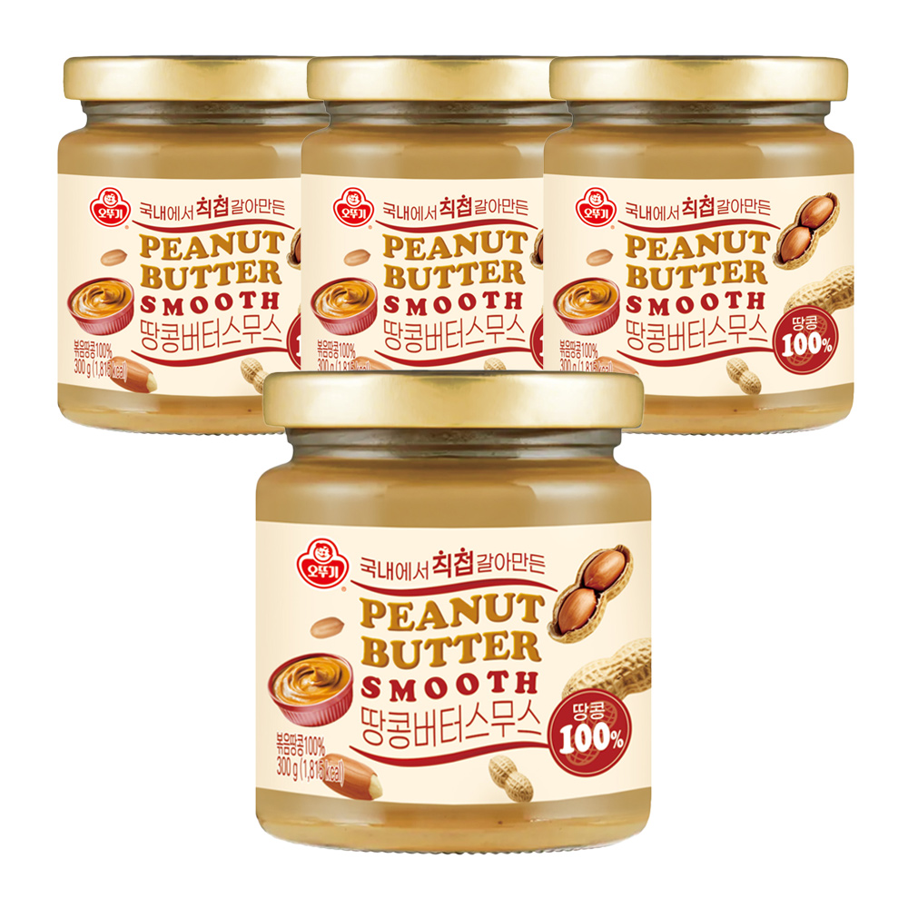 오뚜기 100% 땅콩버터 스무스 300g, 4개 - 상품 이미지