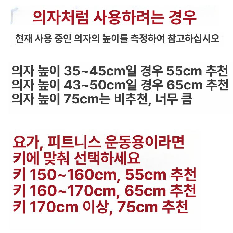 짐볼의자 고정대 짐볼체어 코어운동 요가 밸런스 홈트 블랙 무광 방폭+볼링+에어 4개세트 55cm 키150-160cm - 상세 이미지 5