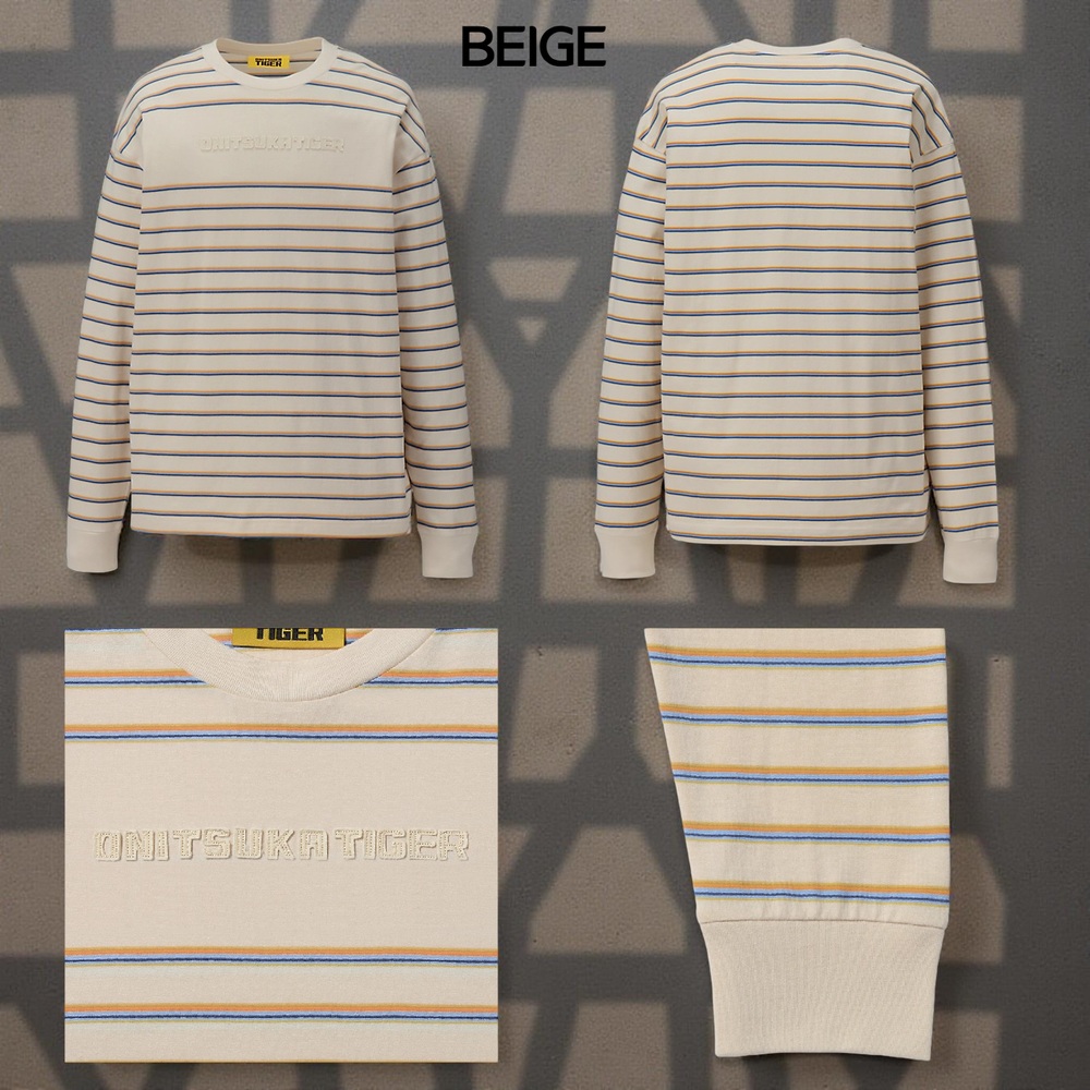 오니츠카타이거 스트라이프 롱 슬리브 남성 긴팔 티셔츠 2181B025 BEIGE M - 상세 이미지 4