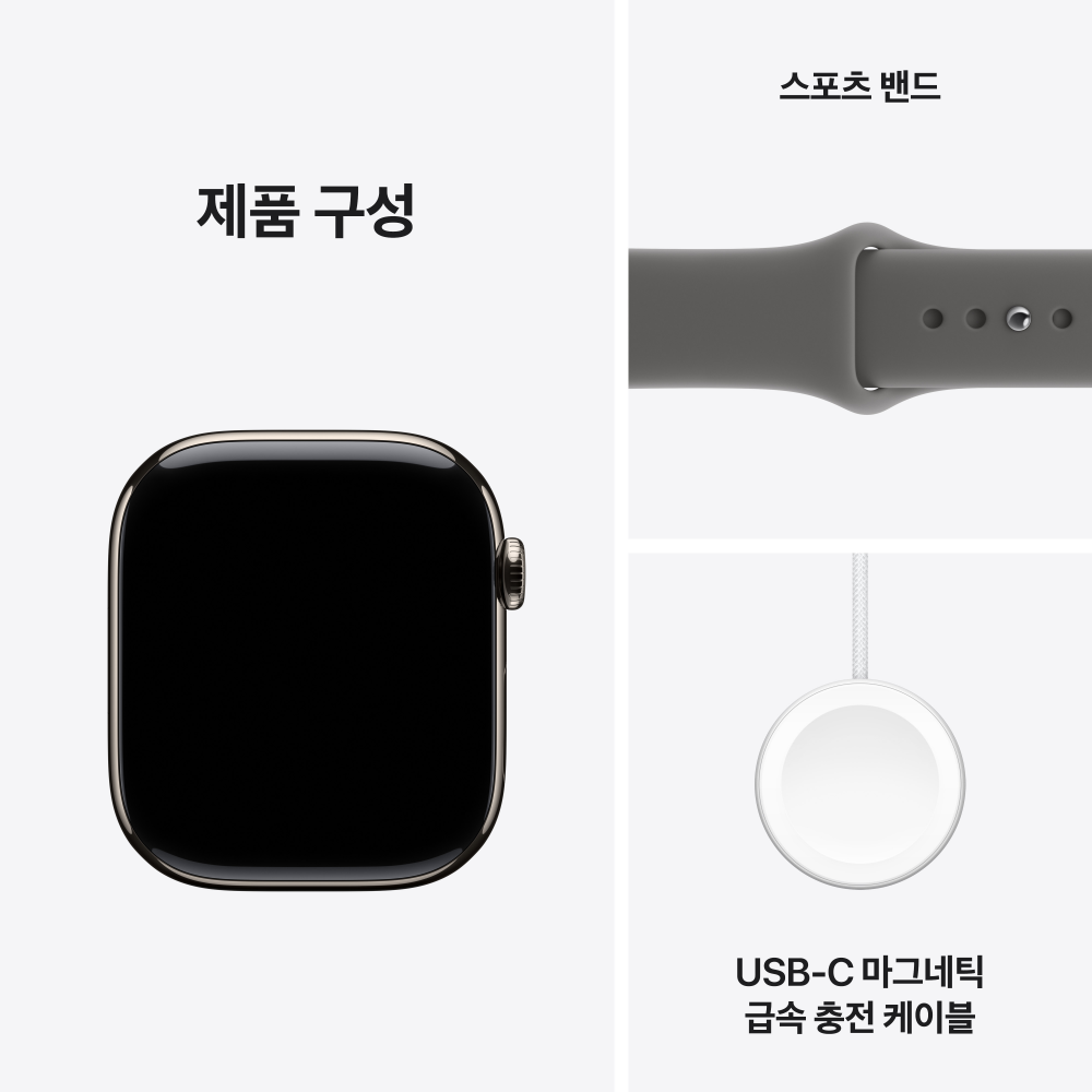 애플워치 11 셀룰러 내추럴 티타늄, 42mm, 스톤 그레이 스포츠밴드 M/L 이미지 8