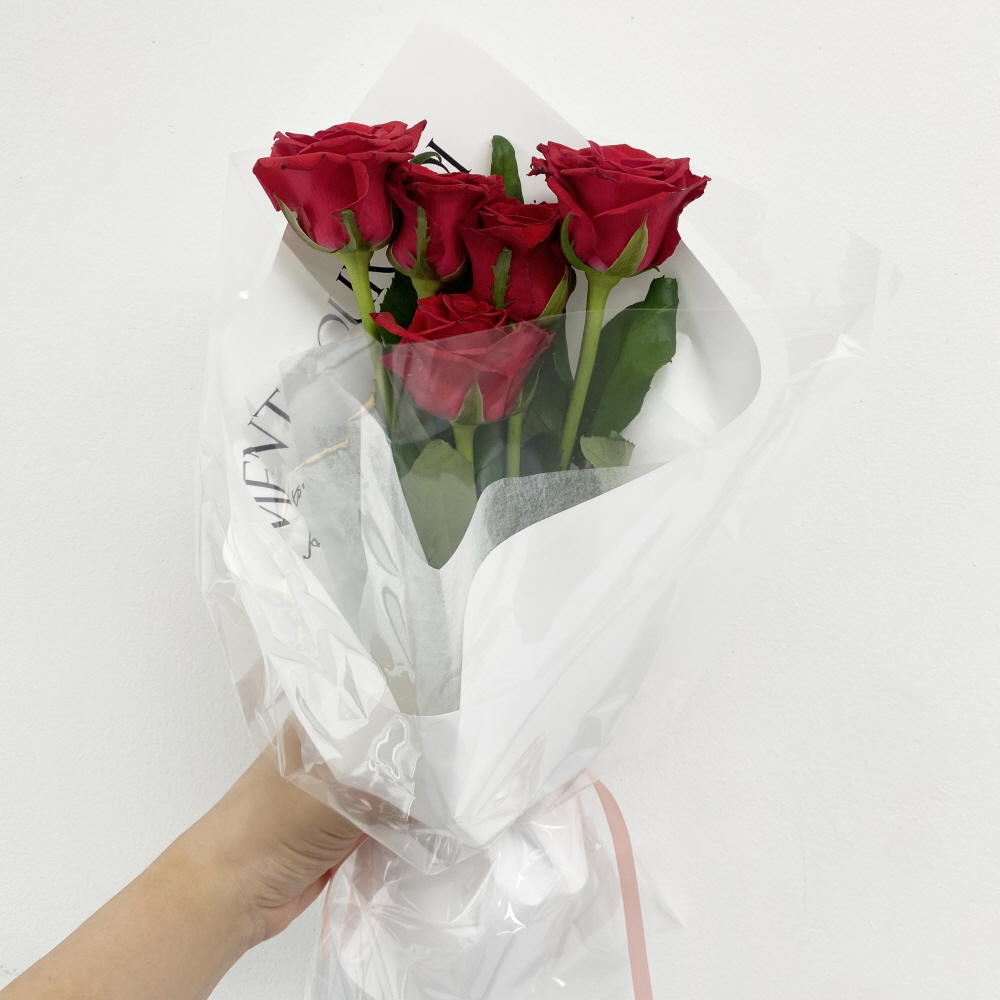 생화 장미 꽃다발 (연한장미 4~6송이) 선물 꽃배달싼곳 - 상세 이미지 2