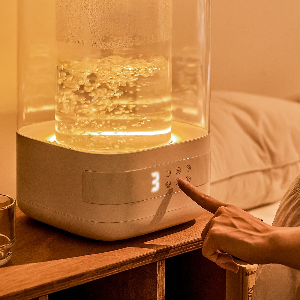 프롬비 퓨어글래스 무드등 대용량 가열식가습기 4L GL-2402 화이트