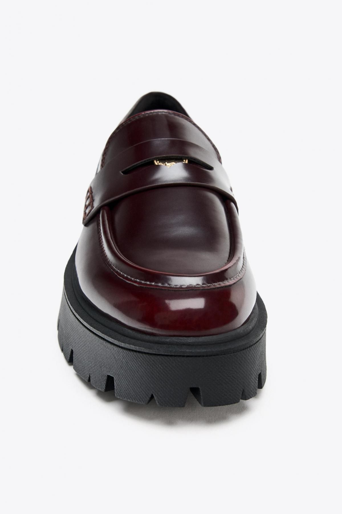 자라 페이턴트 플랫폼 페니 로퍼 3523/610 BURGUNDY RED - 상세 이미지 5