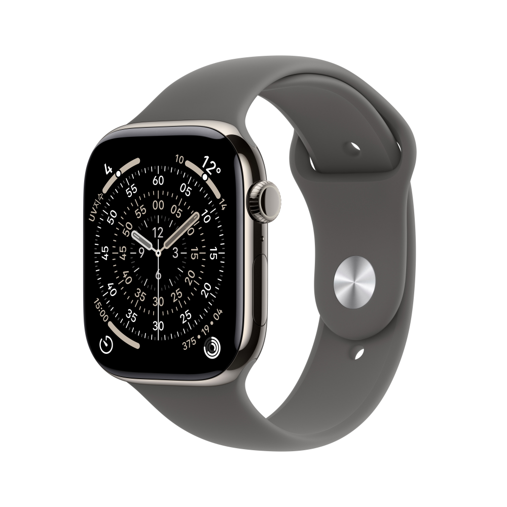 애플워치 11 셀룰러 내추럴 티타늄, 42mm, 스톤 그레이 스포츠밴드 M/L - 상품 이미지