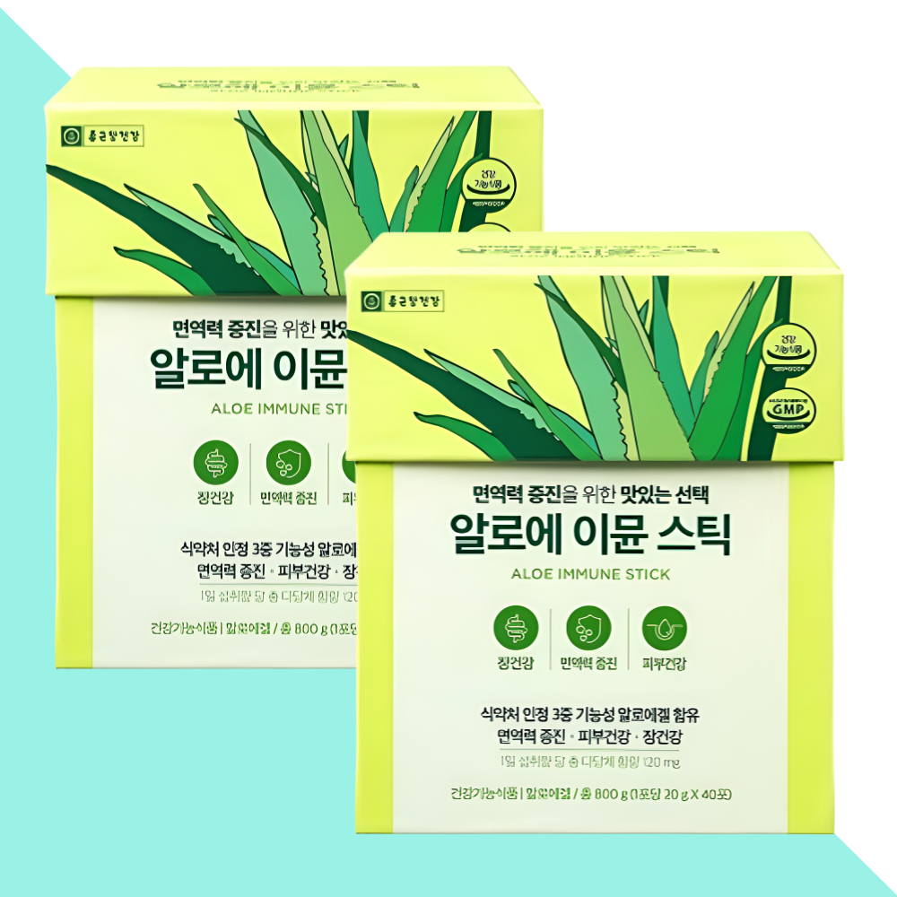 종근당 알로에 이뮨 스틱 벨라 겔 40포X2박스 - 메인 이미지