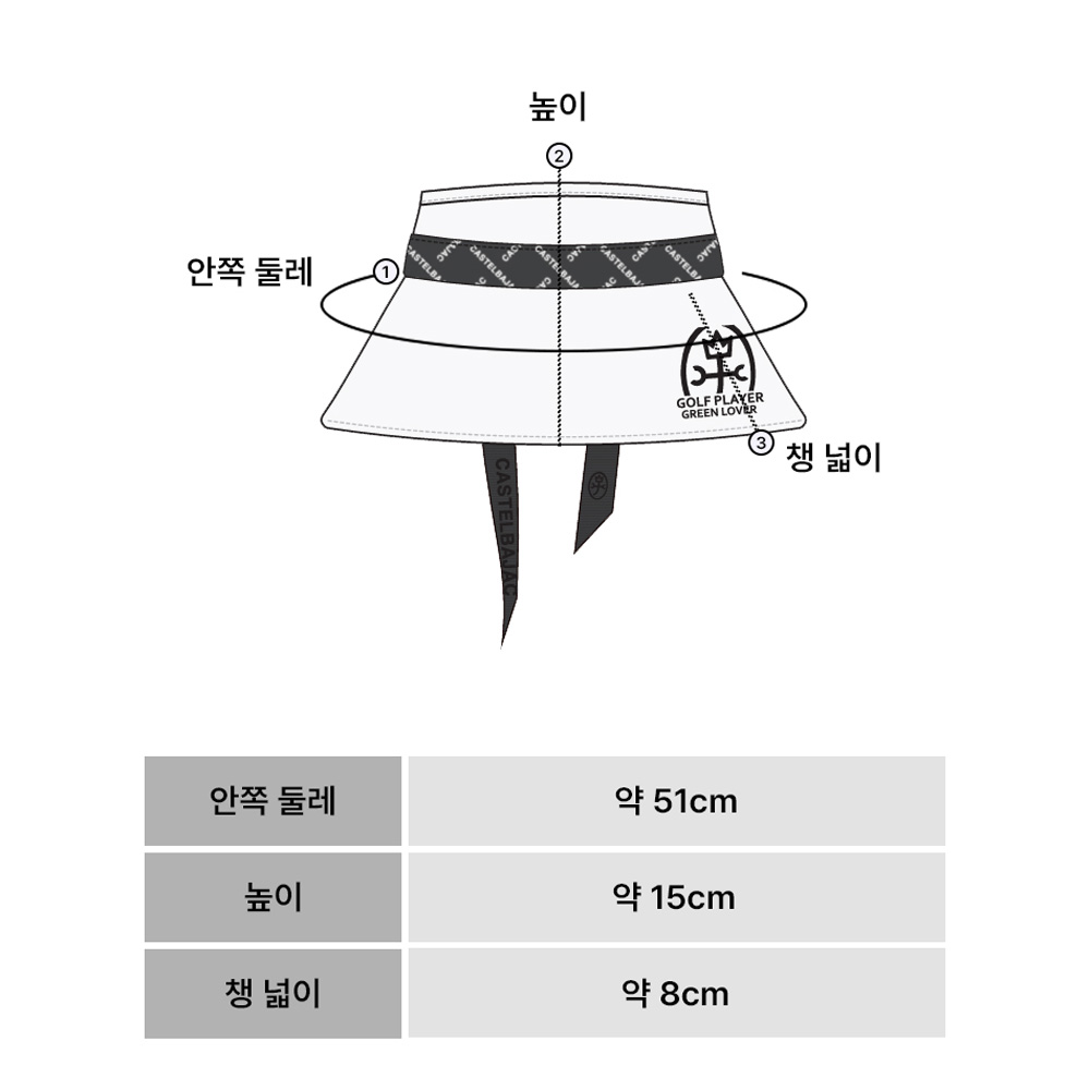 까스텔바작 얼루어 리본 여성 바이저 썬캡 골프모자 BWEW-GC503 화이트 이미지 8