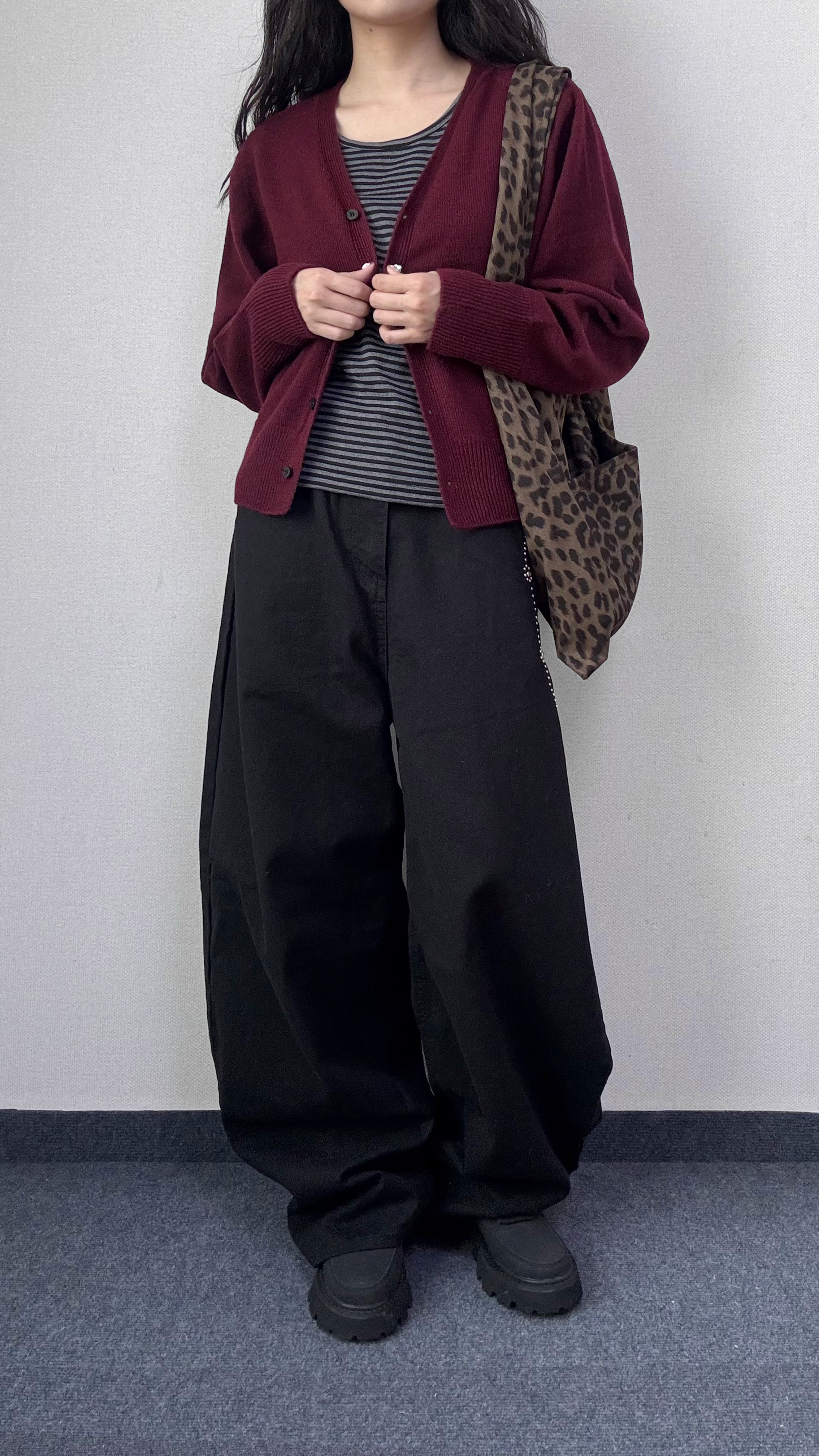 스터드팬츠 롱 블랙 검정 와이드 코튼 면 팬츠 바지 여성 여자 [3사이즈] - 상세 이미지 2