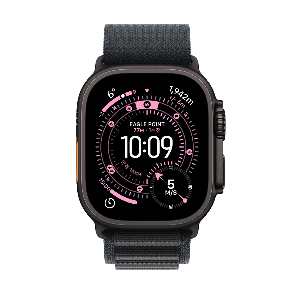 애플 애플워치 울트라 3 셀룰러 블랙 티타늄, 49mm, 블랙 알파인 루프 L - 상세 이미지 5