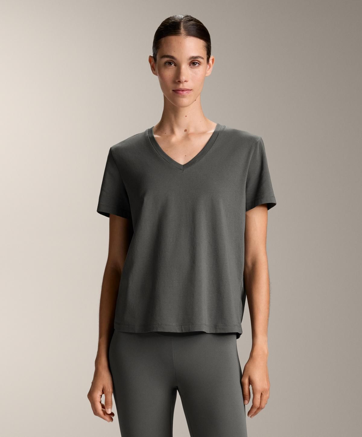 오이쇼 미니멀 베이직 코튼블렌드 브이넥 반팔 티셔츠 0923/169 DARKANTHRACITE - 상세 이미지 2