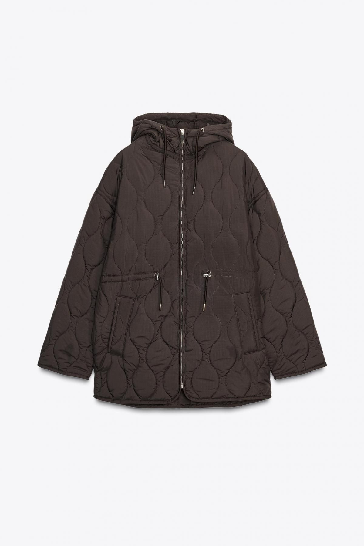 자라 테크니컬 후드 집업 스토퍼 숏 패딩 재킷 8372/281 LIGHT BROWN - 메인 이미지