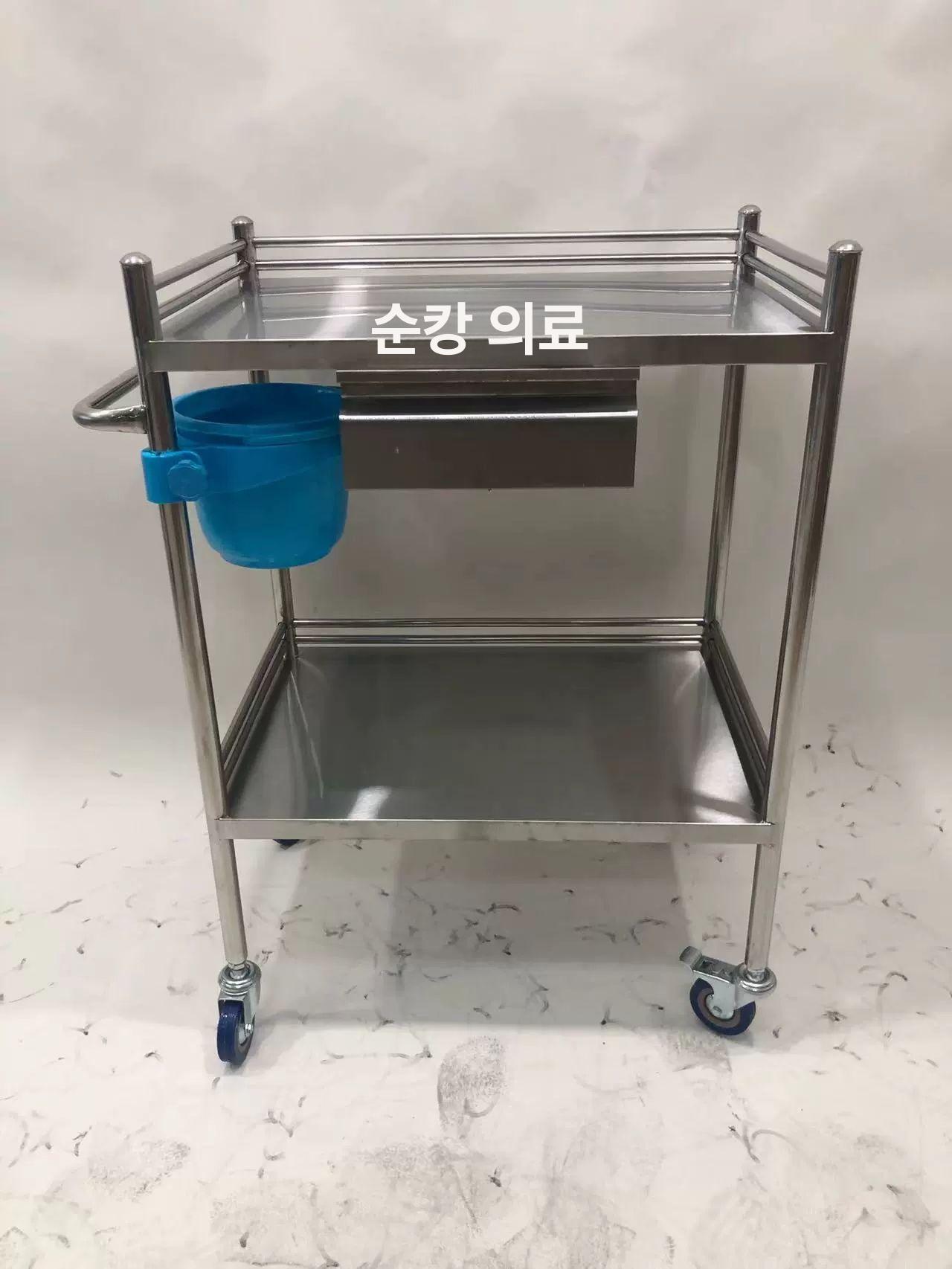 2단 스텐카트 트롤리 업소용 스테인레스 서빙카 병원 드레싱카 선반 왜건 대형 두꺼운 430 500x400x860 - 상세 이미지 5