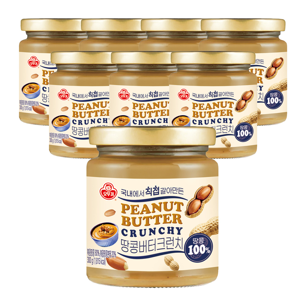 오뚜기 100% 땅콩버터 크런치 300g, 8개 - 메인 이미지