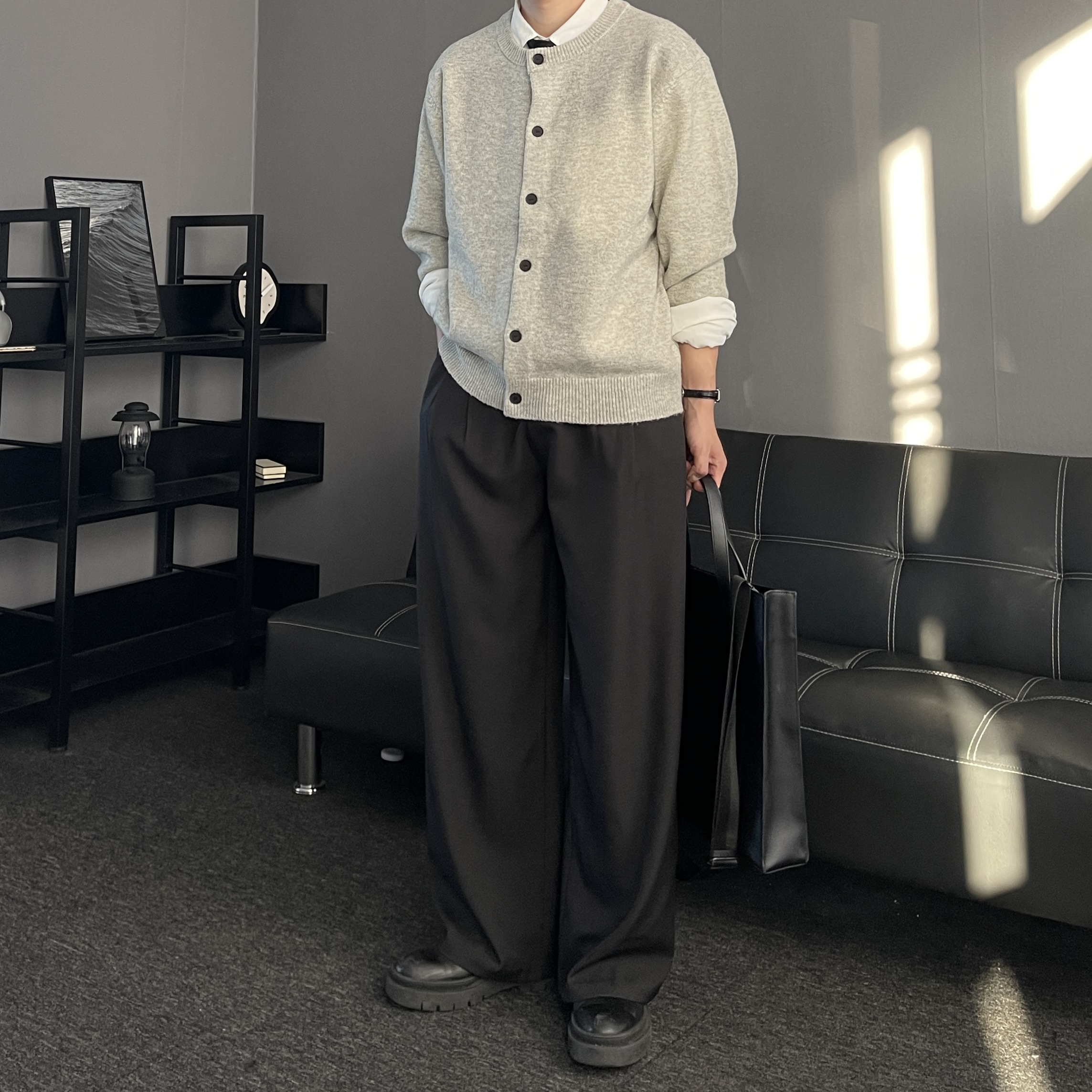 남자울가디건 남자라운드가디건 - 상세 이미지 2