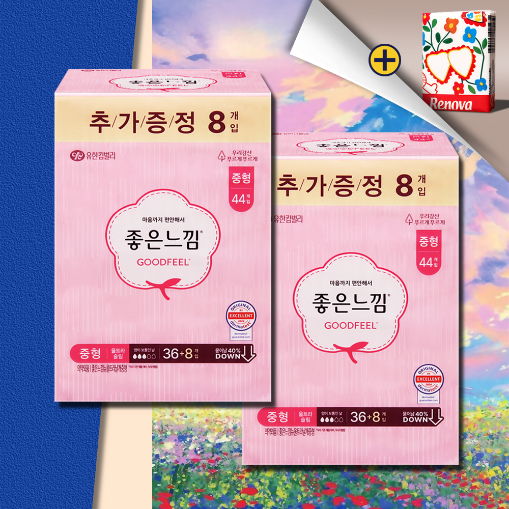 좋은느낌 중형 울트라슬림 생리대 44매 2팩 - 메인 이미지