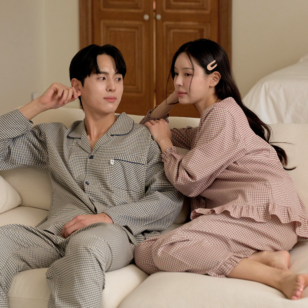 가족 잠옷 세트 신혼 부부 잠옷 바지 패밀리 파자마 순면 잠옷 - 메인 이미지
