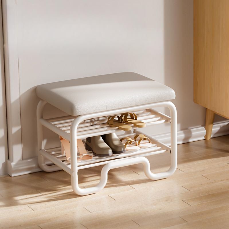 미니 슈벤치 현관 입구 신발장 낮은 벤치 신발정리대 40cm 화이트 가죽