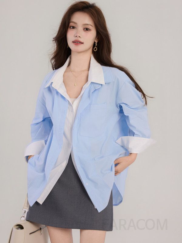 여성 여성 루즈핏 코튼 긴팔 셔츠 가을 데일리 캐주얼 스타일 구김없는 편안한 착용감 남녀공용 데이트룩 오버핏 - 상세 이미지 5