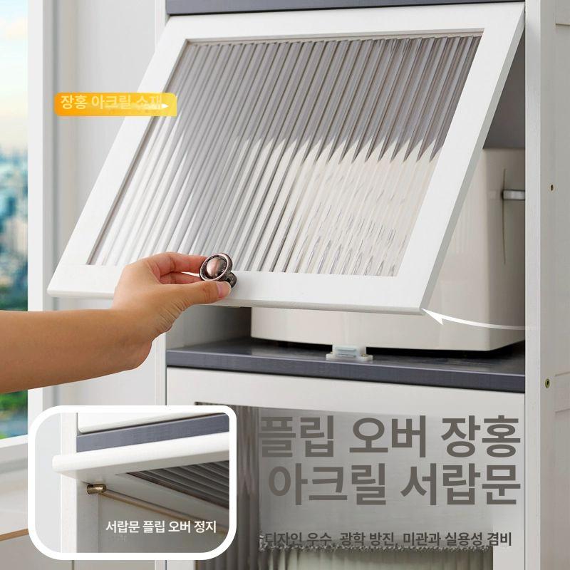 키큰 수납장 팬트리장 홈카페장 부엌 그릇 팬트리 투명 그릇장 선반 홈카페 화이트 5단 30cm - 상세 이미지 5