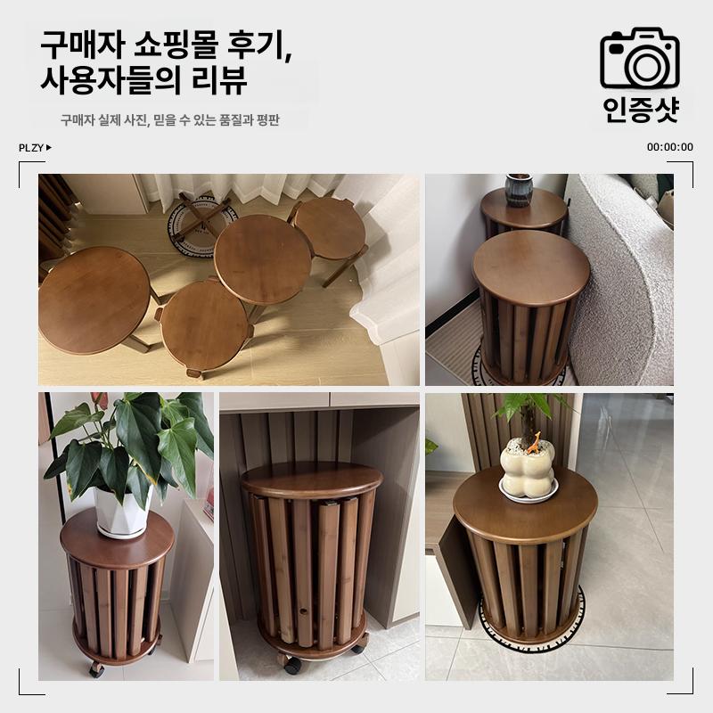 라탄 원형 스툴 카페 의자 이동식 수납 겸용 협탁 전대나무 차색 쌓기형 의자 조립완료 A - 상세 이미지 4