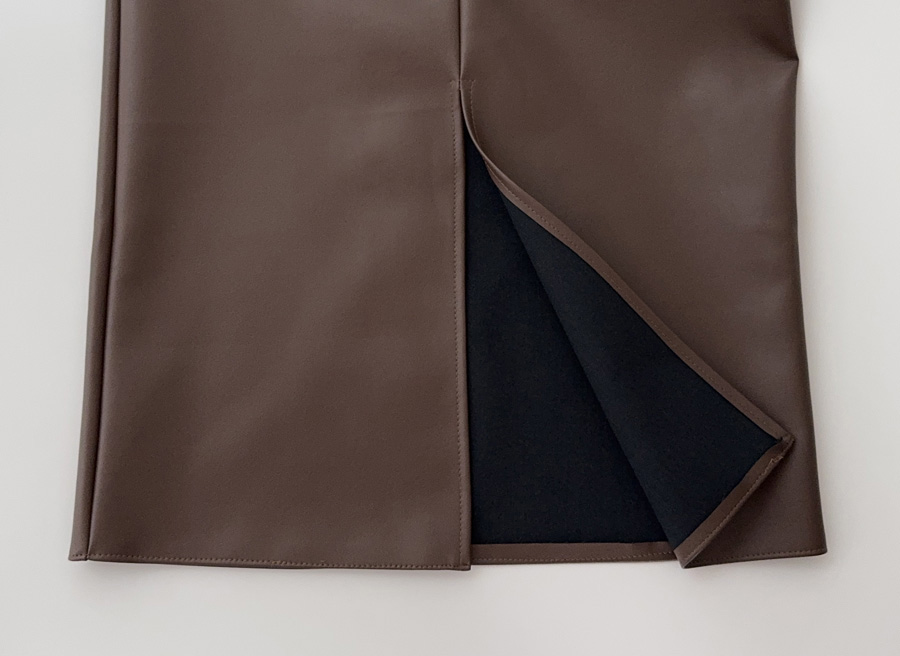[자체제작] 슬릿 H 하이웨스트 레더 롱스커트 (BROWN, 4SIZE) 이미지 3