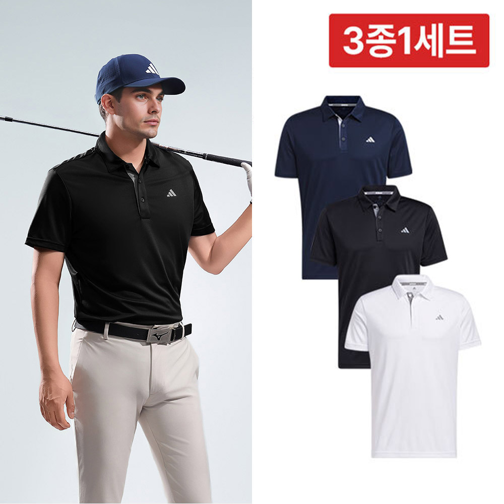 [3종1세트] 아디다스골프 남성 반팔 카라티셔츠 스포츠 퍼포먼스 드라이브 남자 골프웨어