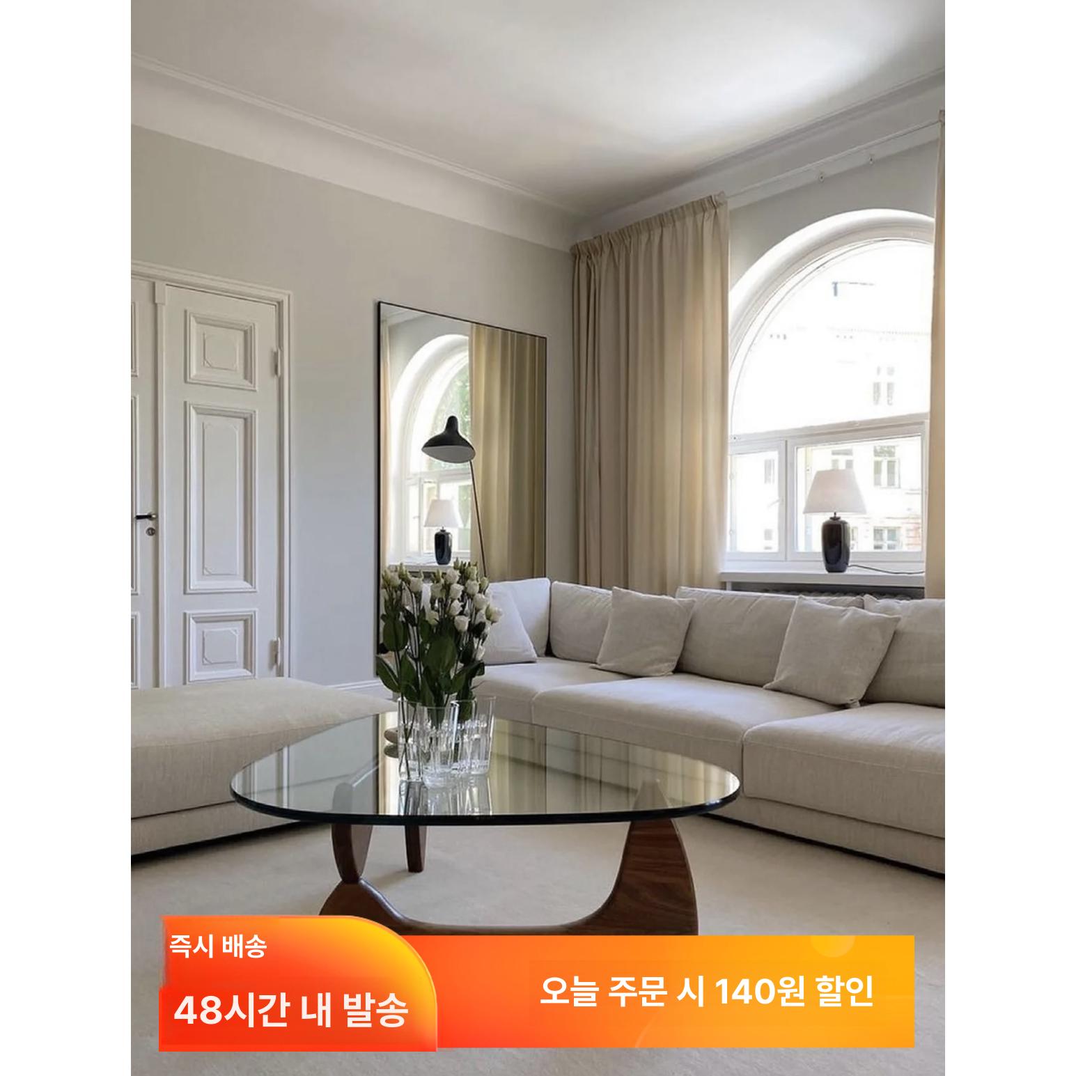 강화유리 원목 커피테이블 모던 인테리어 거실 테이블 사이즈 월넛 컬러 15mm 완전 조립 완료 - 상세 이미지 2