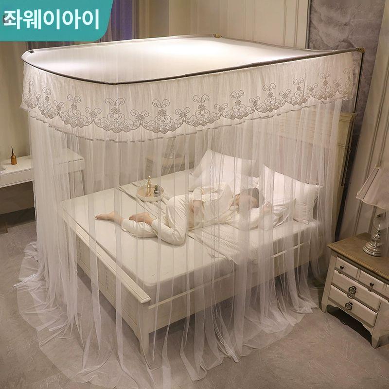 공주 침대 캐노피 가리개 럭셔리 침실 방충망 인테리어 여름 여아방 만들기 화관-화이트 두꺼운 합금 스탠드 안정적 1.2m 120x길이 200x높이 - 상세 이미지 2