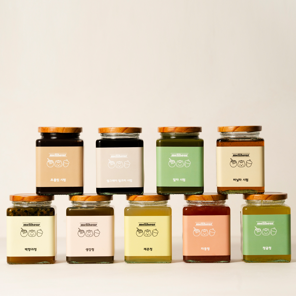 [멜리아우어] 수제청·커피시럽 단품 550g 레몬 자몽 청귤 백향과 생강 바닐라 초코 말차 얼그레이 홈카페 답례품