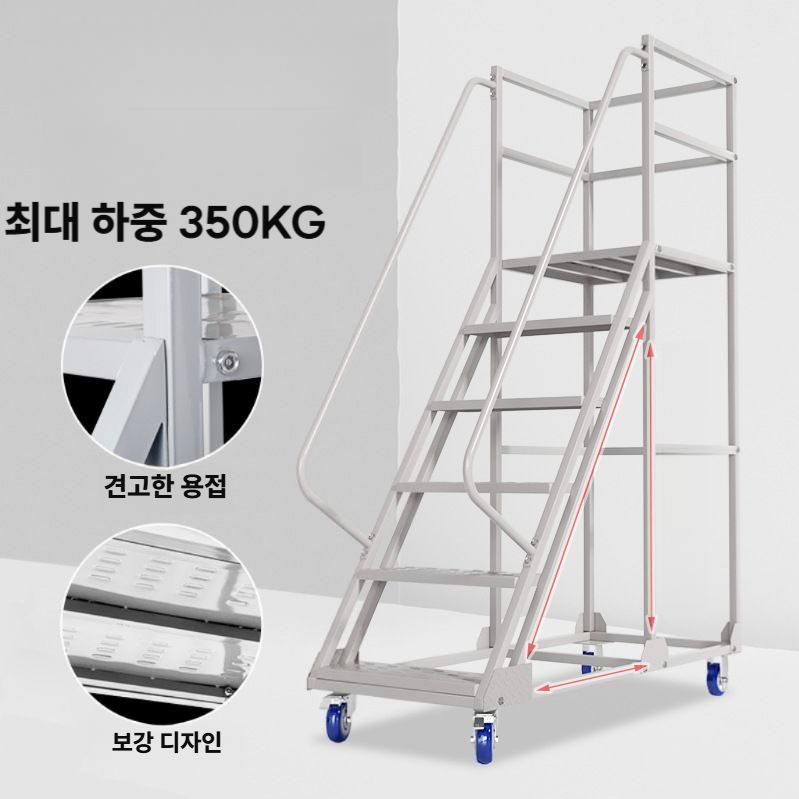 이동식 사다리 창고 물류 작업대 공장 고소 안전사다리 0.75m 3단 회색 / 분리가능 - 메인 이미지
