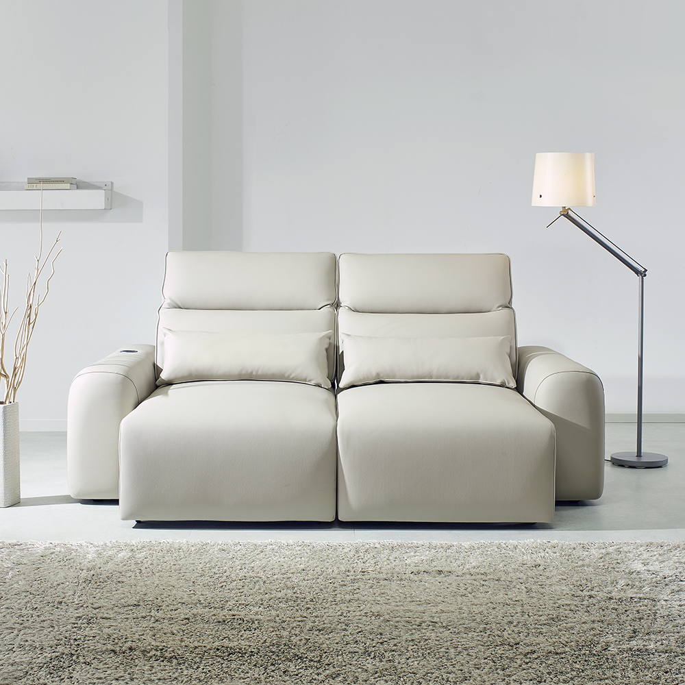3세대 출시 시에모 3세대 발끼임 방지 리클라이너 쇼파 슬라이딩 모션 무빙 소파 스툴미포함, 크림그레이(이지클린가죽), 3인용 - 상세 이미지 3