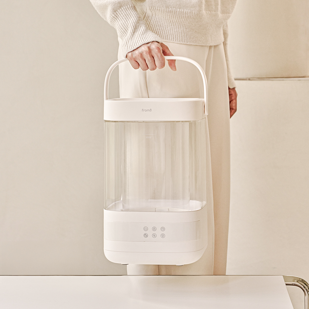 프롬비 퓨어글래스 무드등 대용량 가열식가습기 4L GL-2402 화이트