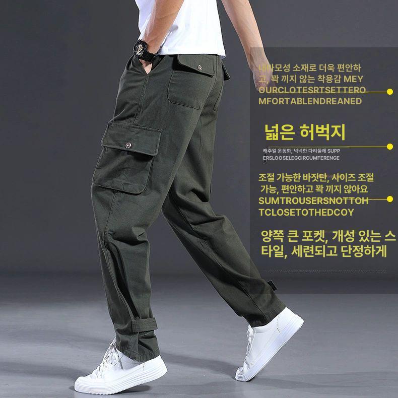 남자 면바지 긴바지 여름 카고바지 남성바지 남자바지 네이비블루 여름용얇은스타일 29 - 상세 이미지 2