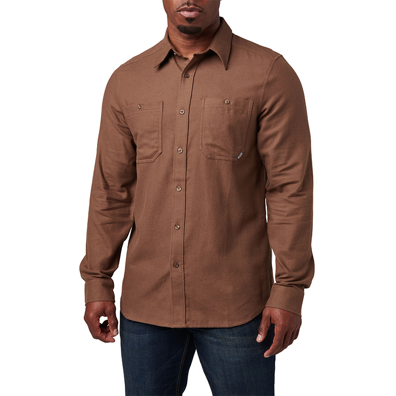5.11 택티컬 실버우드 솔리드 플라넬 긴팔 셔츠(다크어스) - Silverwood Solid Flannel(Dark Earth) - 메인 이미지