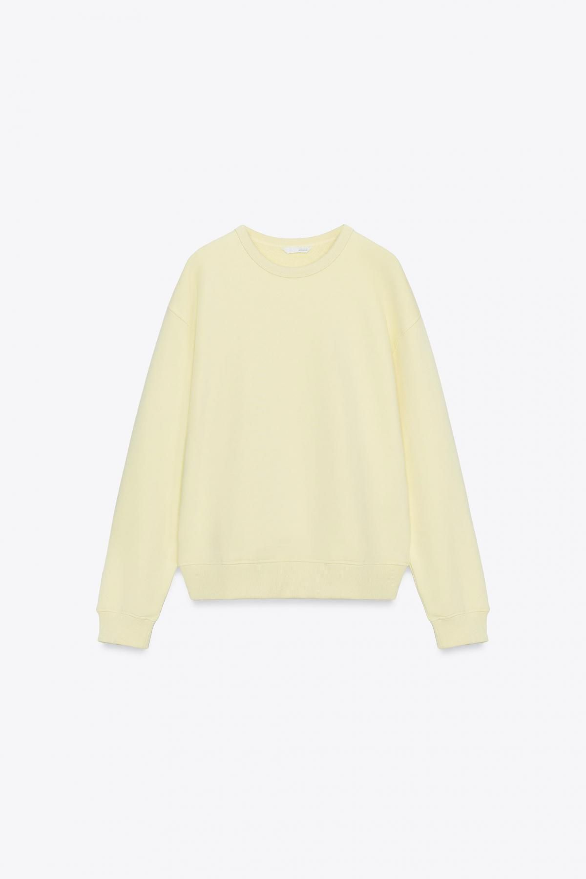 자라 오트밀 라운드넥 골지 스웨트셔츠 4174/672 LEMON YELLOW - 메인 이미지